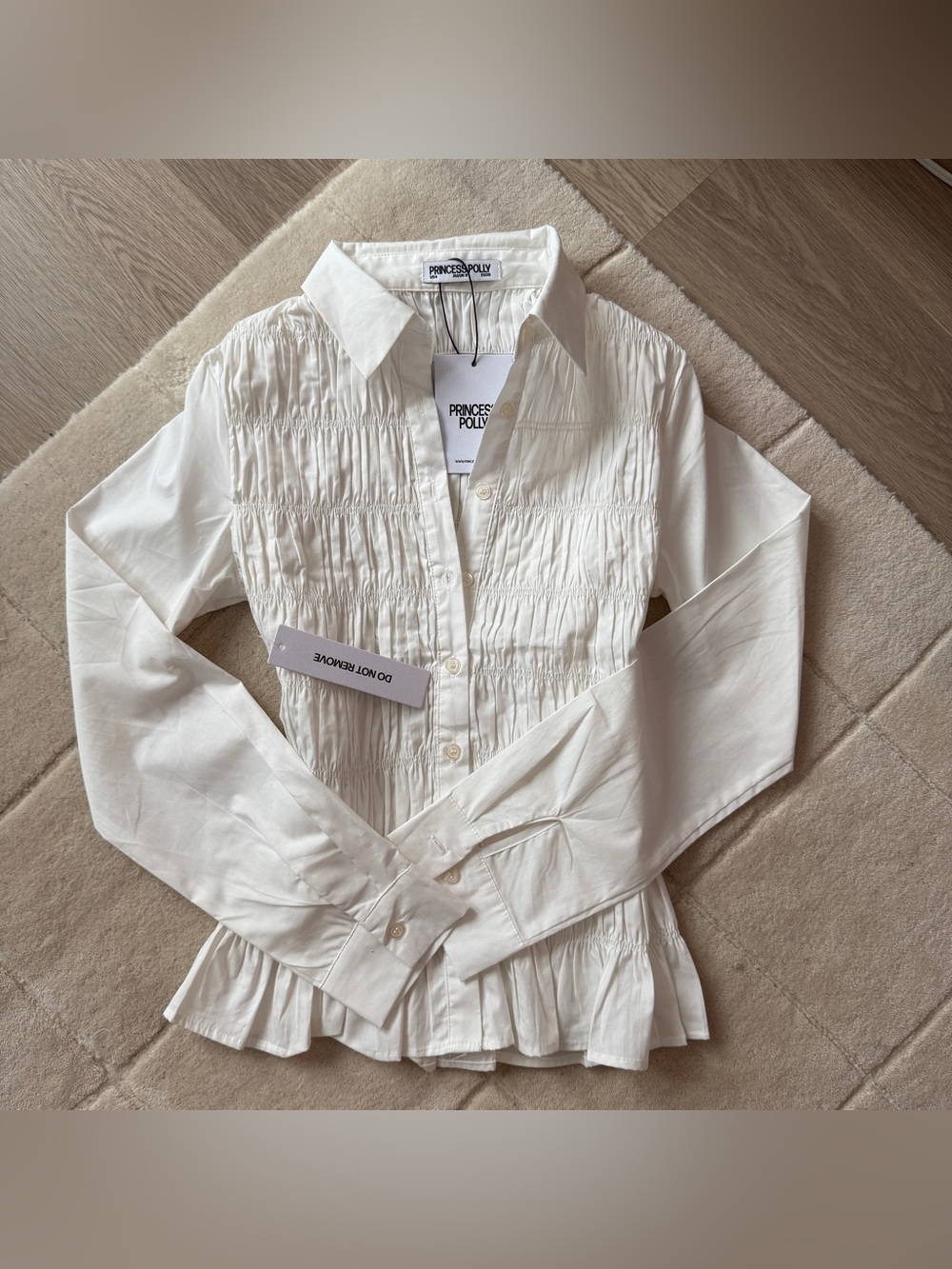 Princess Polly Shirred Button-up Top - size 4, NWT